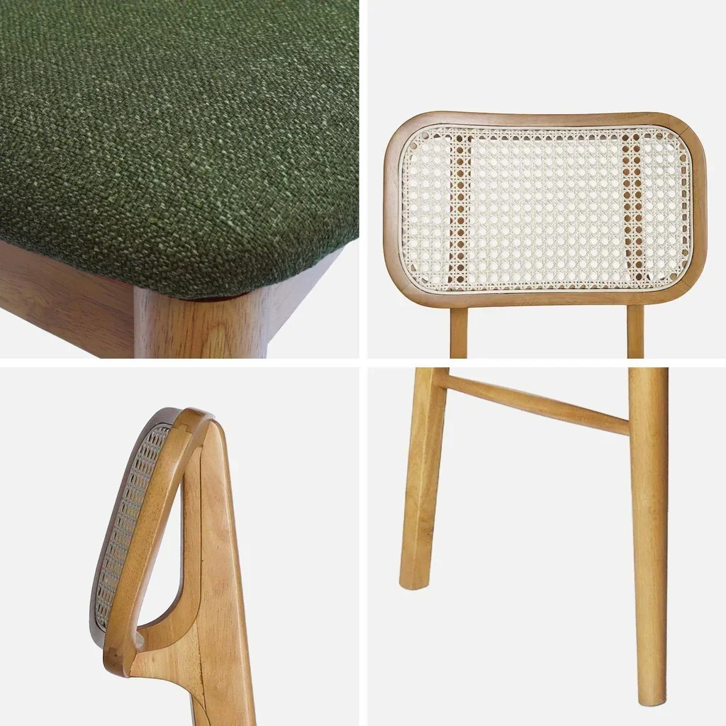 Lot de 2 chaises cannage hévéa style bohème Mani