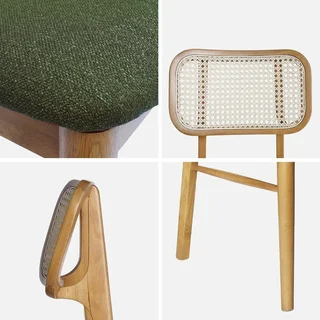 Lot de 2 chaises cannage hévéa style bohème Mani