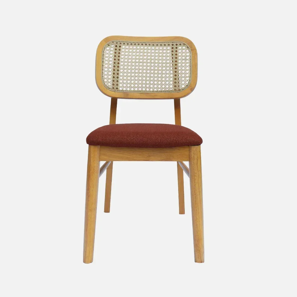 Chaises cannage hévéa style bohème lot 2