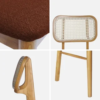 Chaises cannage hévéa style bohème lot 2