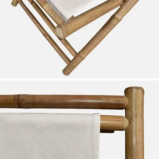 Lot 2 chaises chiliennes bambou pliables multipositions jardin extérieur