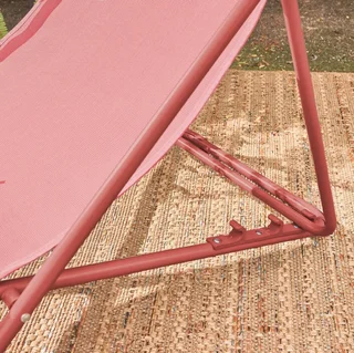 Lot 2 chaises chiliennes pliantes acier textilène terracotta jardin