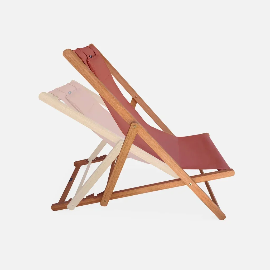 2 chaises chiliennes pliantes eucalyptus réglables Creus