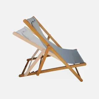 Lot de 2 chaises chiliennes pliantes en eucalyptus réglables Creus