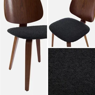 Lot 2 chaises design bois courbé assise bouclette texturée confort