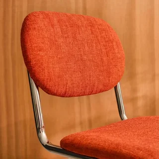 Chaises design cantilever métal chromé chenille beige Maloa