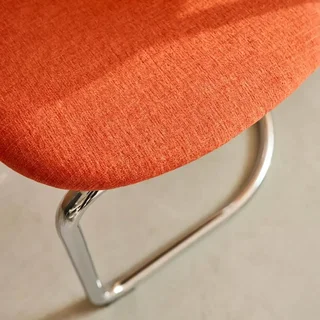 Chaises design cantilever métal chromé chenille beige Maloa