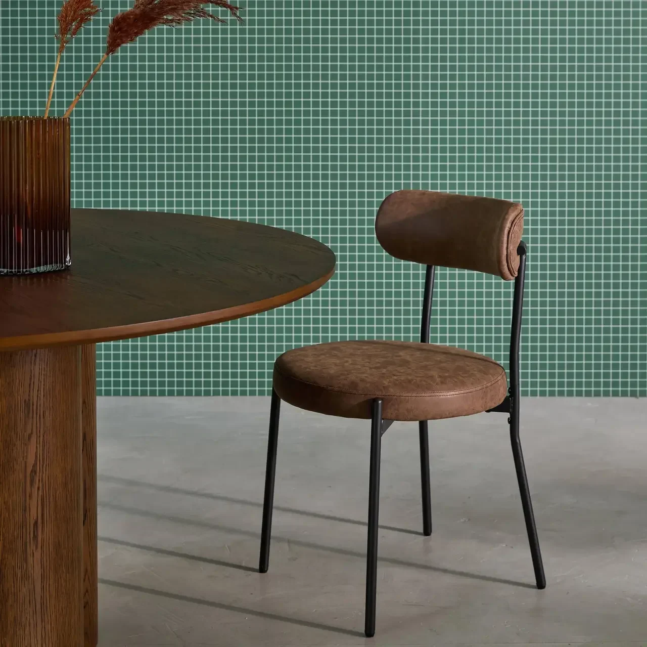 2 chaises design métal similicuir marron Livia