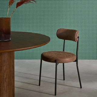 2 chaises design métal similicuir marron Livia