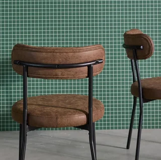 2 chaises design métal similicuir marron Livia