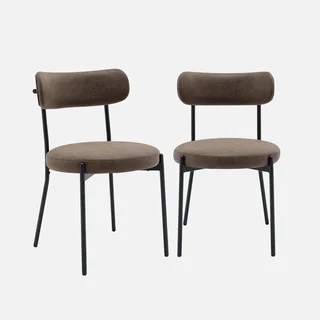 2 chaises design métal similicuir marron Livia