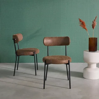 2 chaises design métal similicuir marron Livia