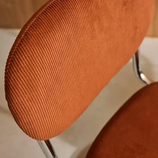 Chaises design velours côtelé marron piètement chromé Maloa lot de 2