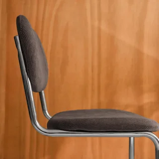 2 chaises design Maloa velours côtelé marron pieds chromés
