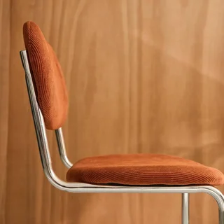 Chaises design velours côtelé marron piètement chromé Maloa lot de 2