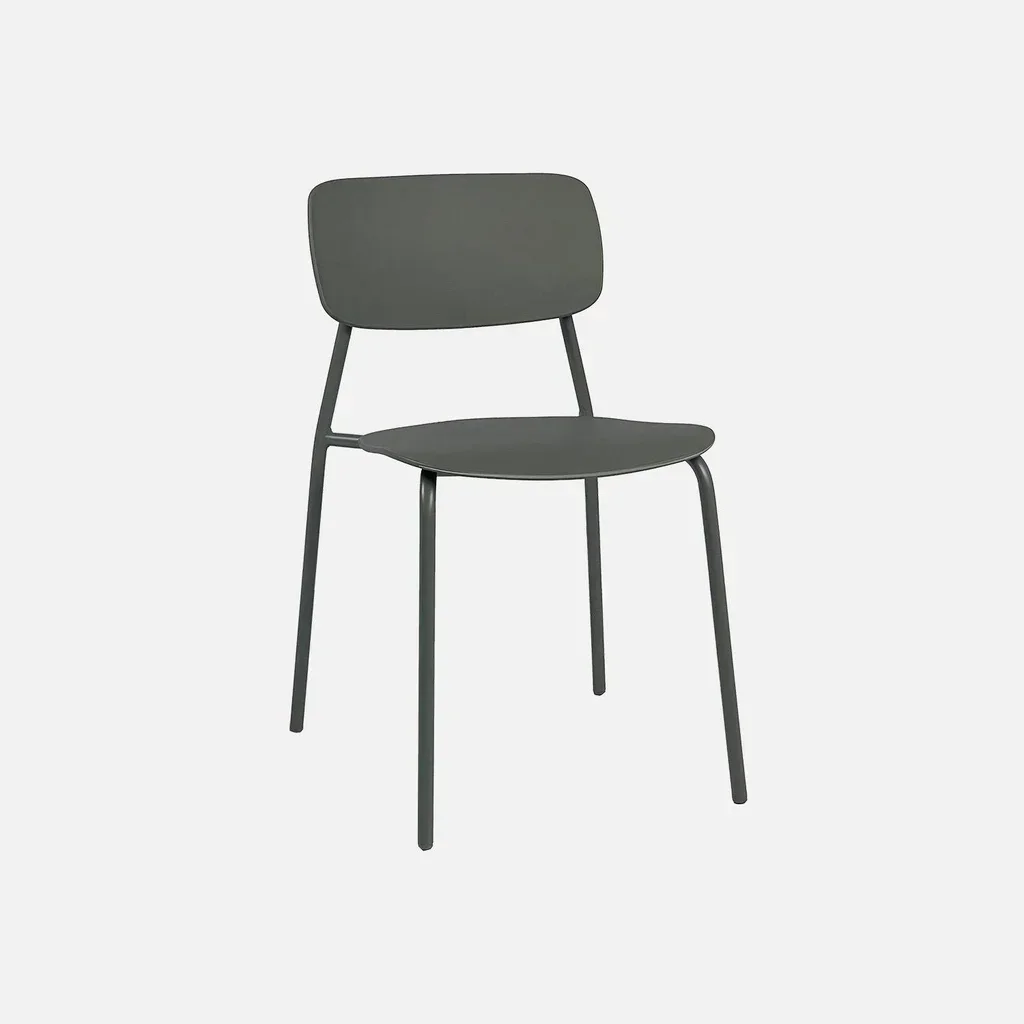 Lot de 2 chaises empilables acier plastique jardin extérieur Liva