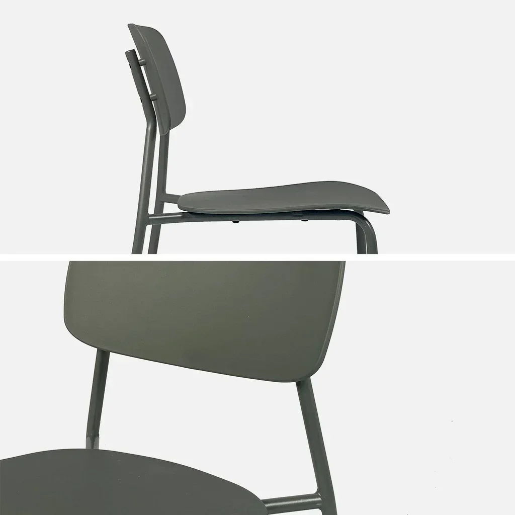 Lot de 2 chaises empilables acier plastique jardin extérieur Liva