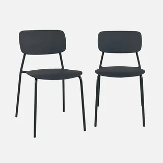 Lot 2 chaises empilables acier plastique jardin Liva