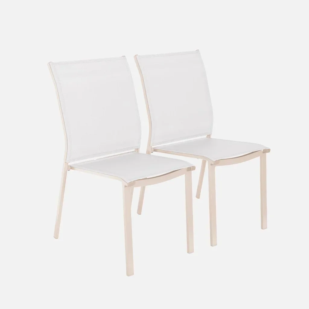 2 chaises empilables aluminium jardin Cleveland textilène gris