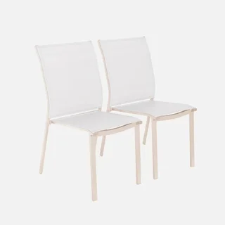 2 chaises empilables aluminium jardin Cleveland textilène gris