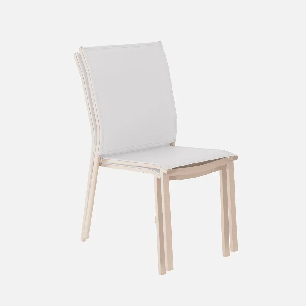 2 chaises empilables aluminium jardin Cleveland textilène gris