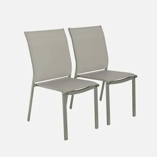 Lot 2 chaises jardin aluminium empilables design moderne léger