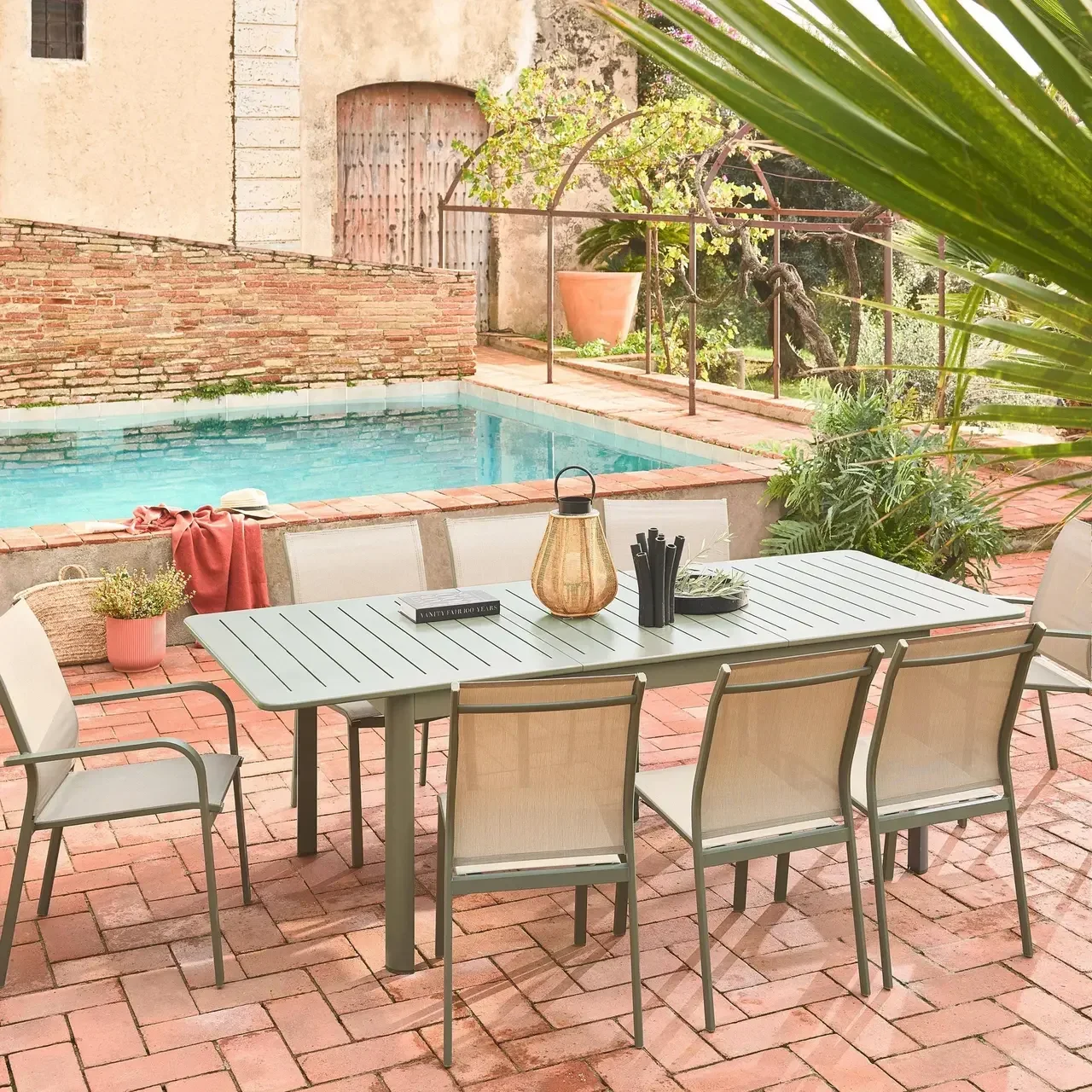 Lot 2 chaises jardin aluminium empilables design moderne léger