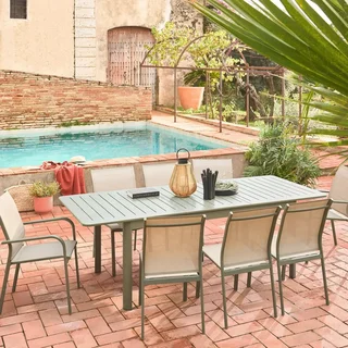 Lot 2 chaises jardin aluminium empilables design moderne léger