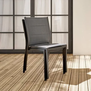 Lot 2 chaises empilables aluminium jardin Chicago Odenton design contemporain