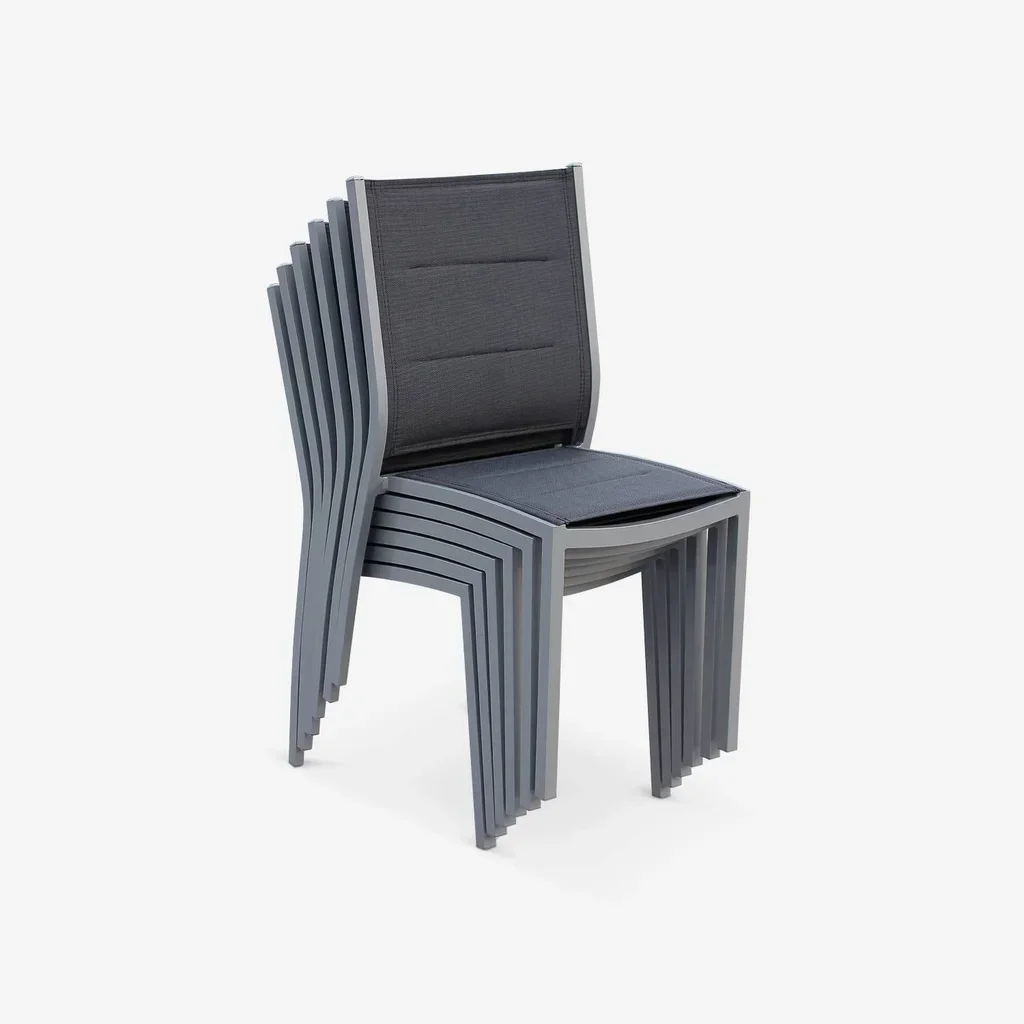 Chaises empilables aluminium jardin lot de 2 design contemporain
