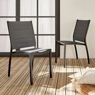 Lot 2 chaises empilables aluminium jardin Chicago Odenton design contemporain