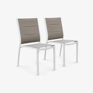 Lot de 2 chaises empilables aluminium jardin design contemporain textilène