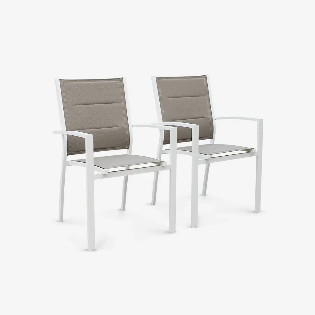Lot 2 chaises empilables aluminium jardin design contemporain textilène confort