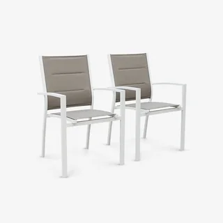 Lot 2 chaises empilables aluminium jardin design contemporain textilène confort