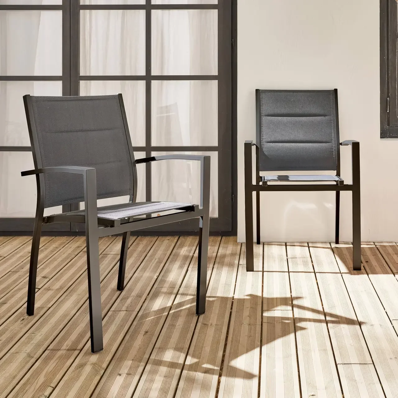 Lot 2 chaises empilables aluminium jardin design contemporain