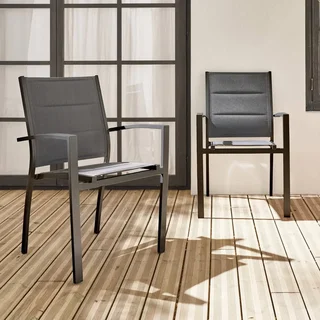 Lot 2 chaises empilables aluminium jardin design contemporain