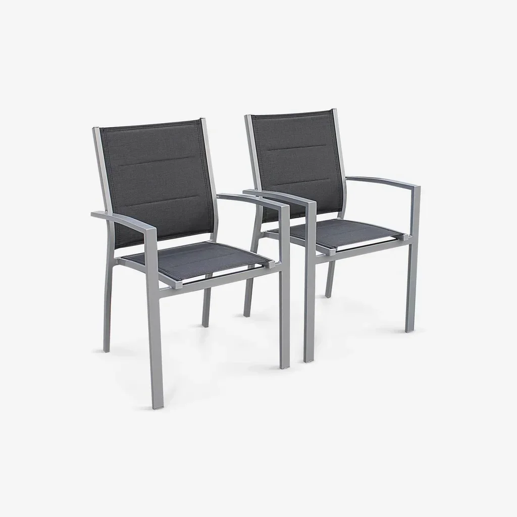 2 chaises empilables aluminium jardin design contemporain légères résistantes
