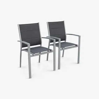 2 chaises empilables aluminium jardin design contemporain légères résistantes