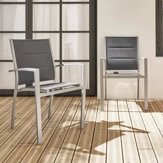 2 chaises empilables aluminium jardin design contemporain légères résistantes