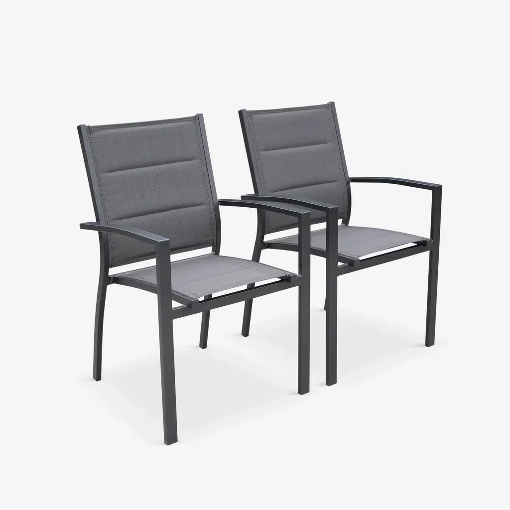 Lot 2 chaises empilables aluminium jardin design contemporain