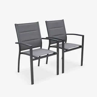 Lot 2 chaises empilables aluminium jardin design contemporain