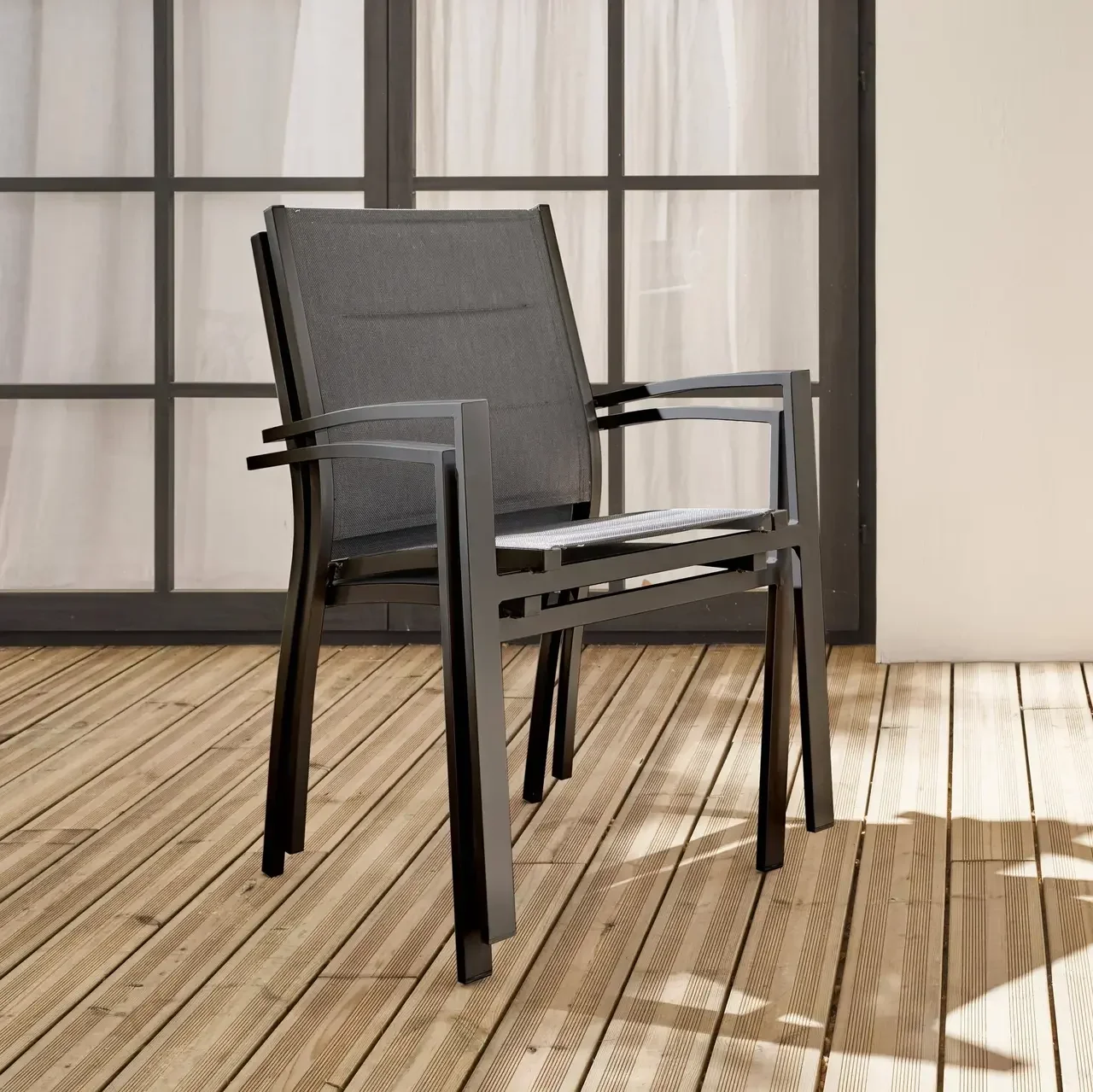Lot 2 chaises empilables aluminium jardin design contemporain