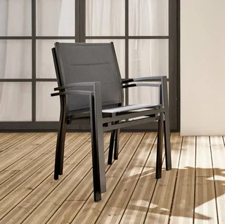 Lot 2 chaises empilables aluminium jardin design contemporain
