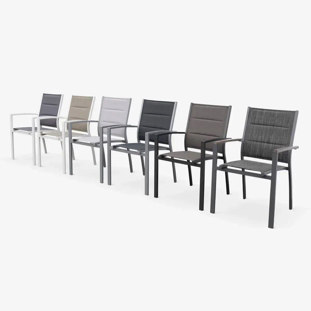 Lot 2 chaises empilables aluminium jardin design contemporain