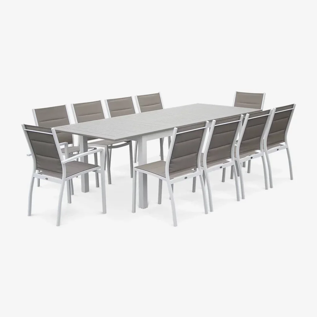 Lot 2 chaises empilables aluminium jardin design contemporain textilène confort