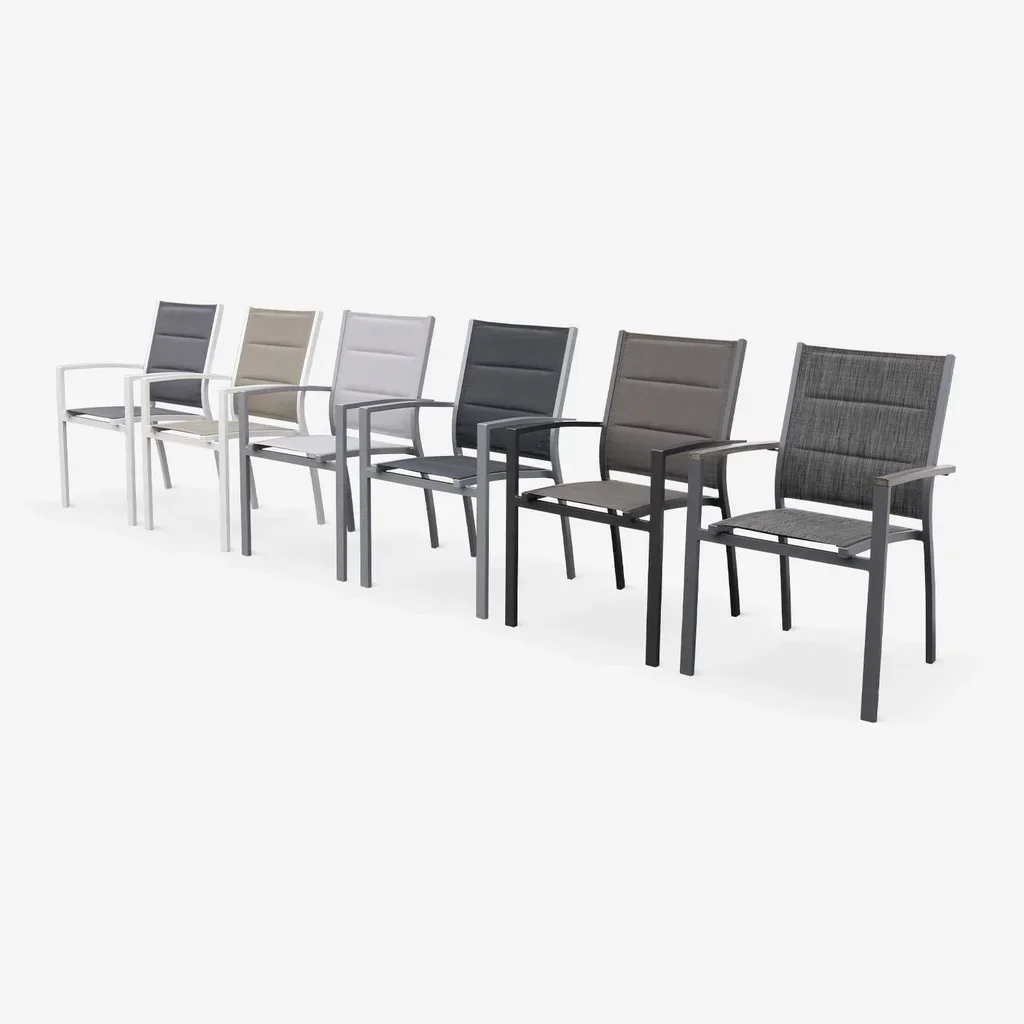 2 chaises empilables aluminium jardin design contemporain légères résistantes