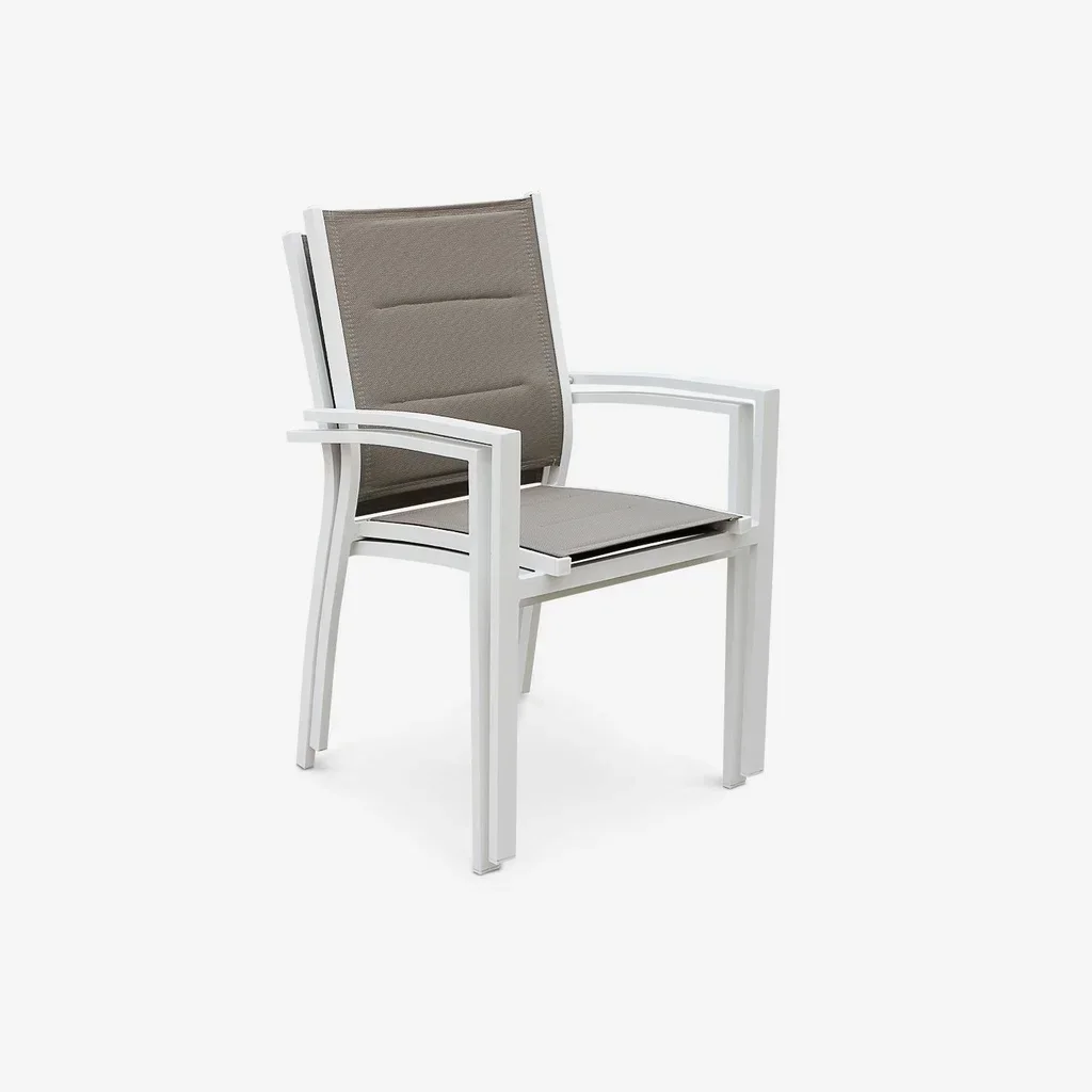 Lot 2 chaises empilables aluminium jardin design contemporain textilène confort