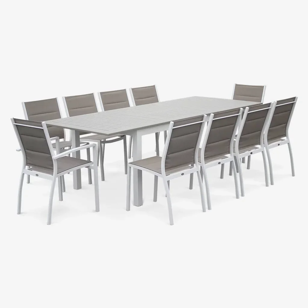 Lot de 2 chaises empilables aluminium jardin design contemporain textilène