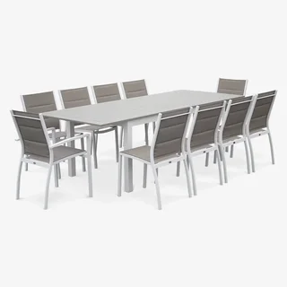 Lot de 2 chaises empilables aluminium jardin design contemporain textilène