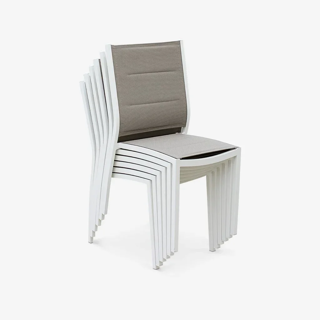 Lot de 2 chaises empilables aluminium jardin design contemporain textilène